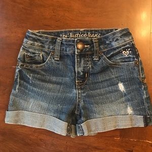Mid Wash Denim Shorts with Slight Distress